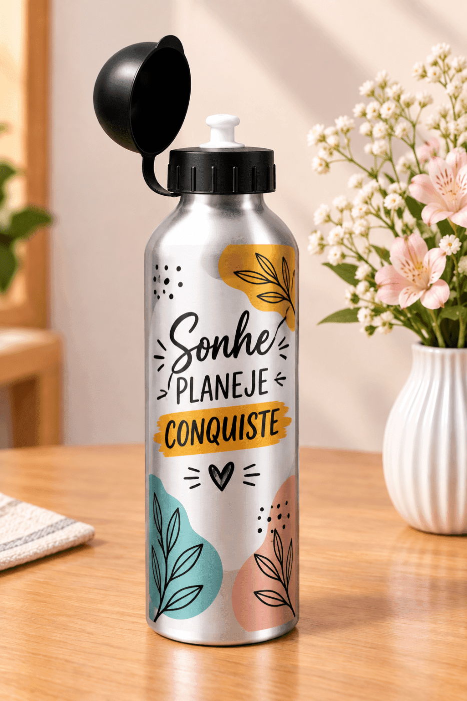 Squeeze 750ml Prata c/Tampa Bolinha