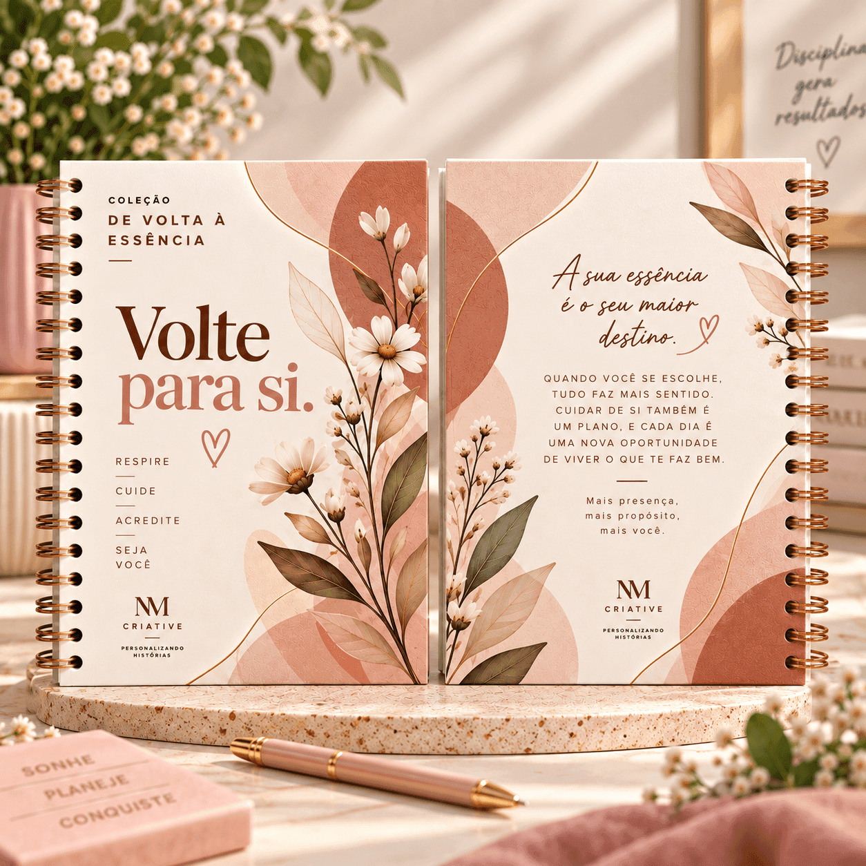 Caderno Floral Volte para Si