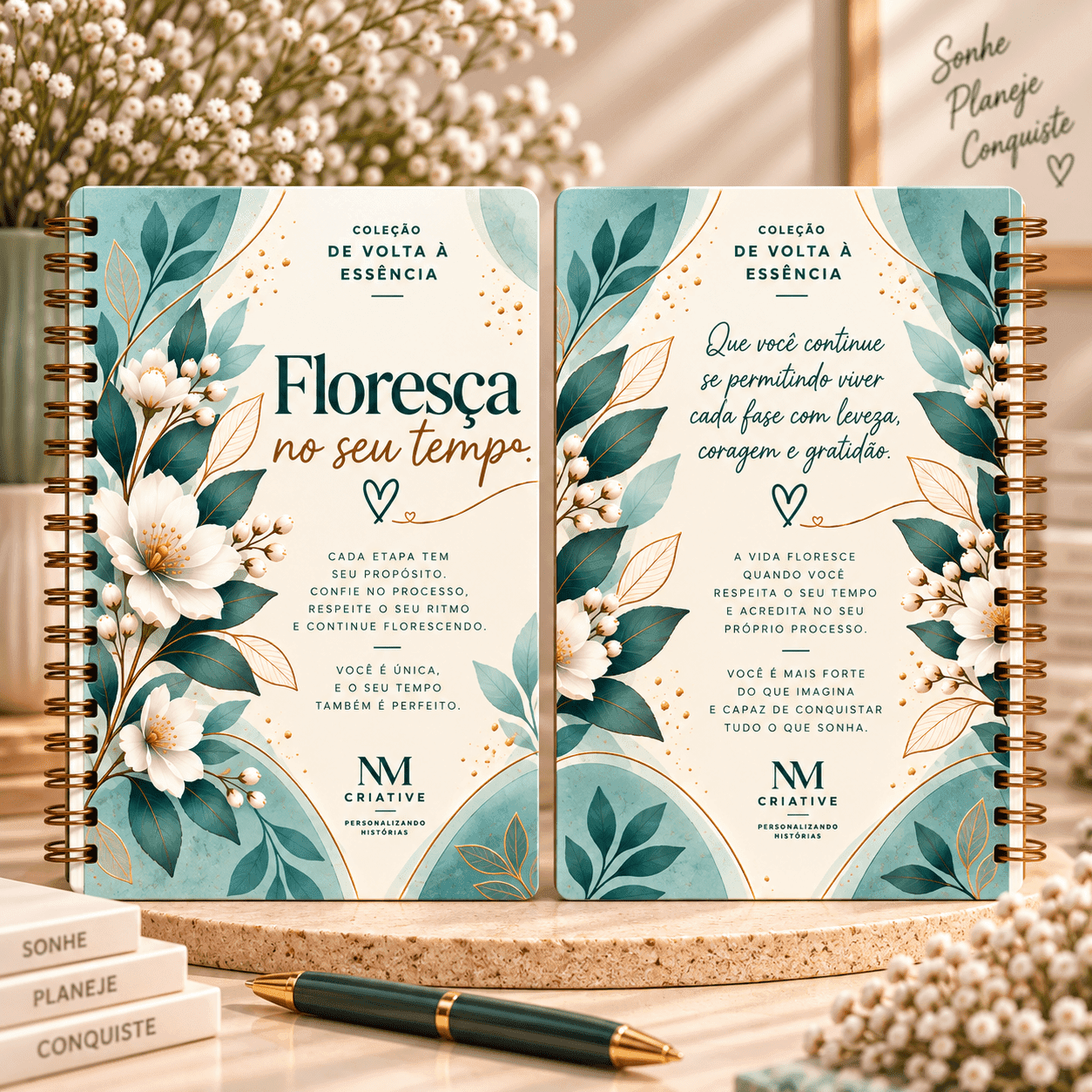 Caderno Floral Floresça no seu Tempo