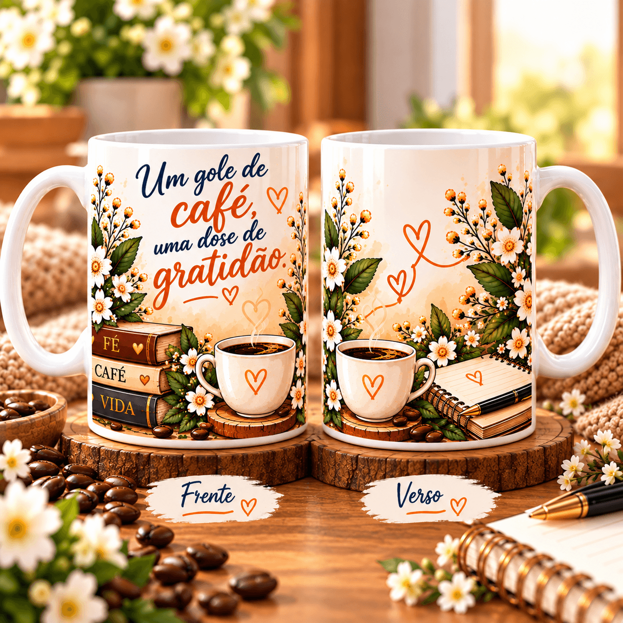 Caneca Um Gole de Cafe, uma dose de gratidão