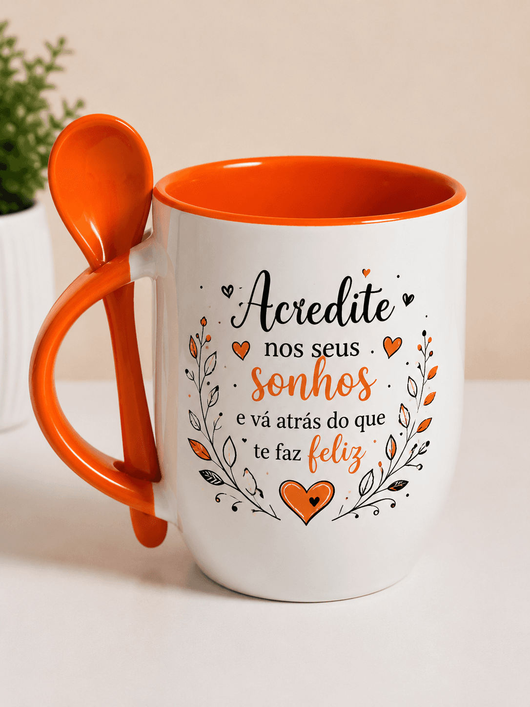 Caneca com Colher Colorida - 325ml