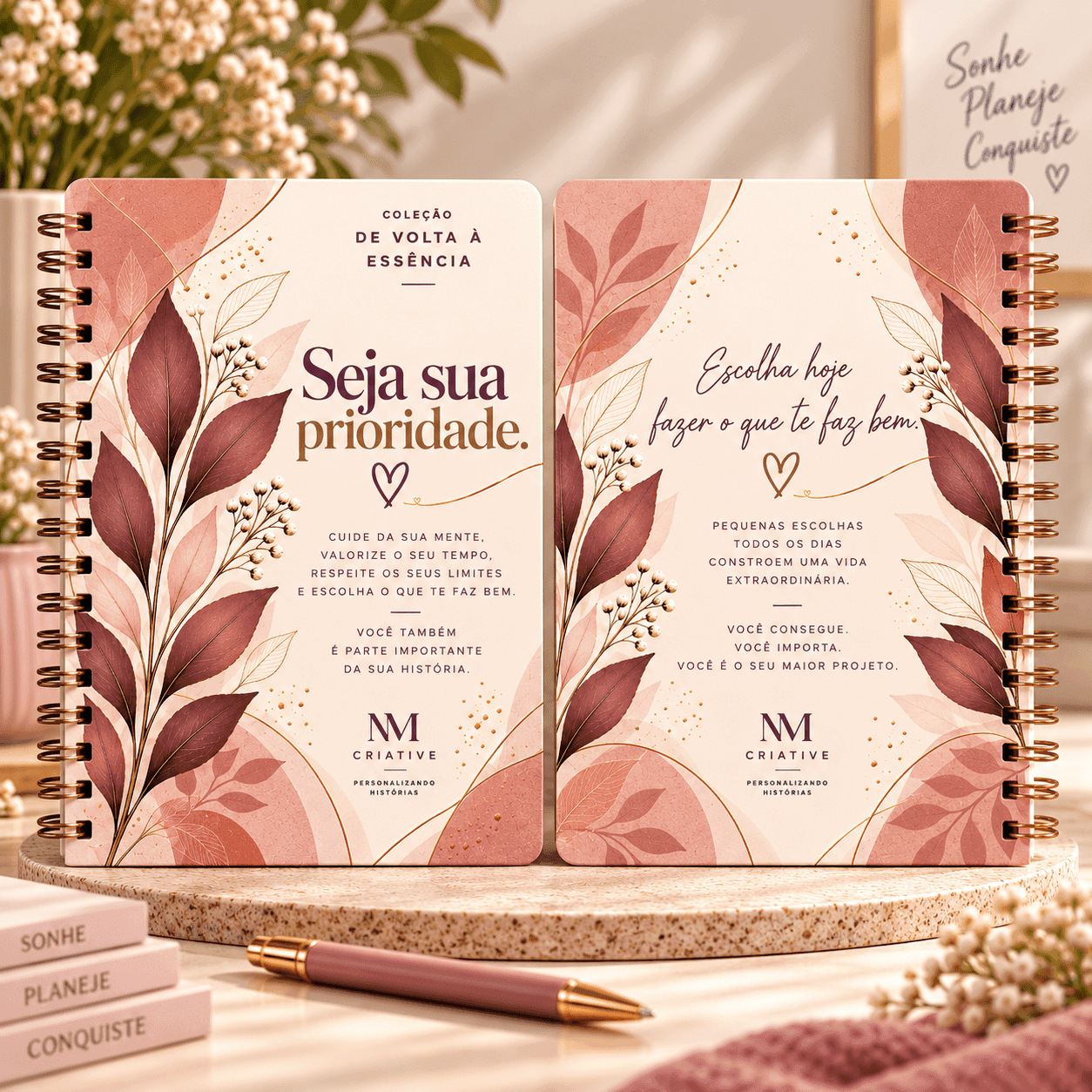 Caderno Floral Seja sua Prioridade"